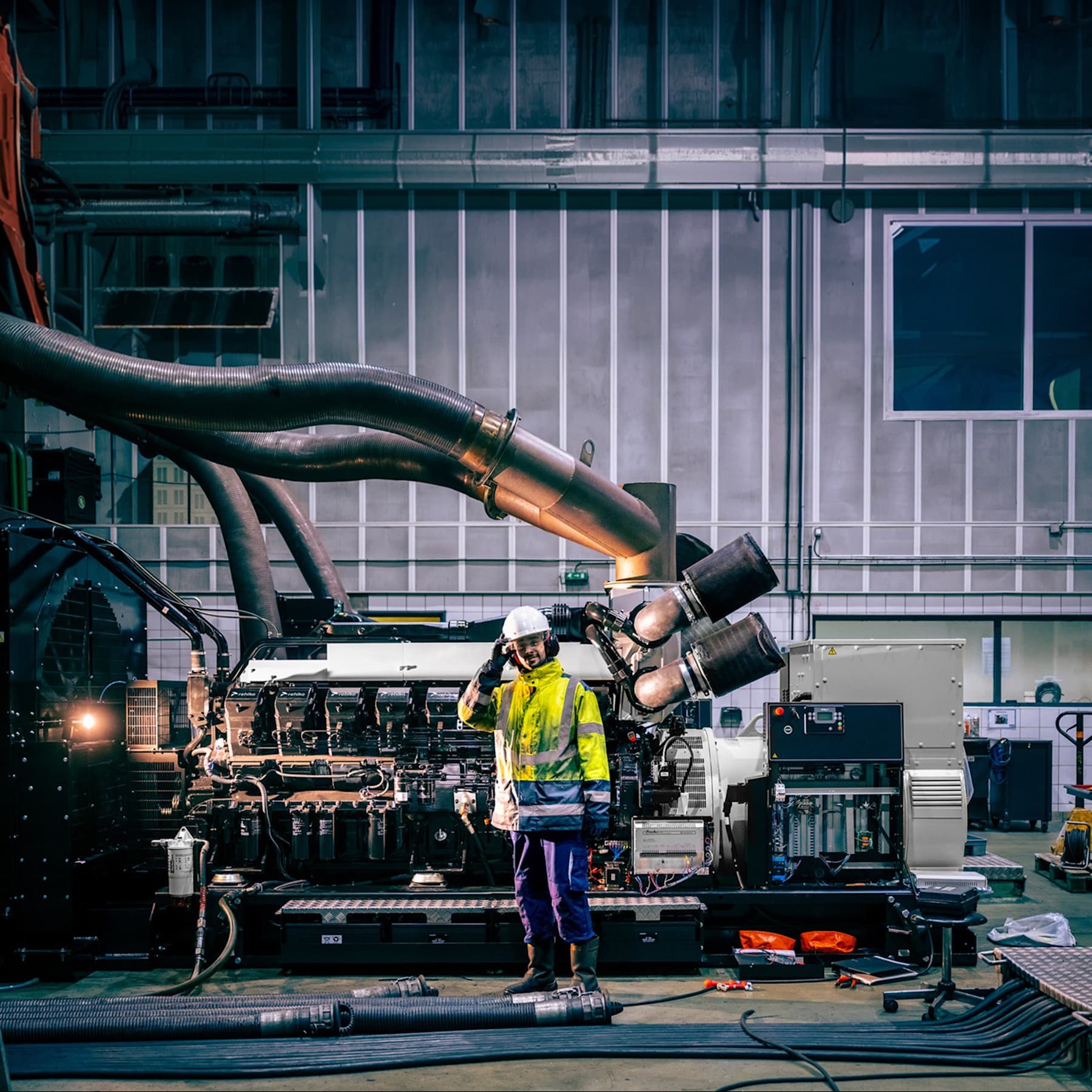 Power Systems - Man inspecting a generator inside a building - Data Centers E2E - 1 x 1